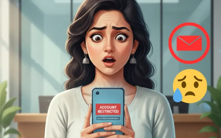 Bank account freeze warning alert on mobile banking app