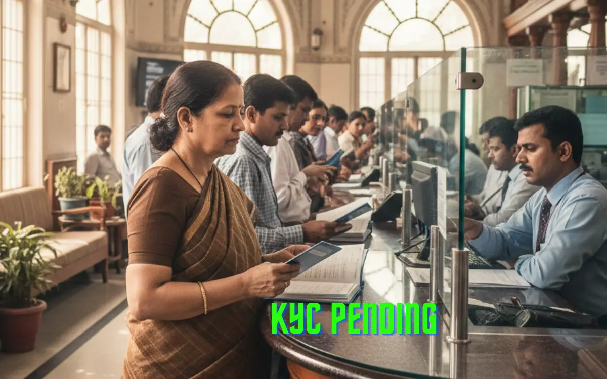 Bank customer seeing KYC pending alert in mobile banking app